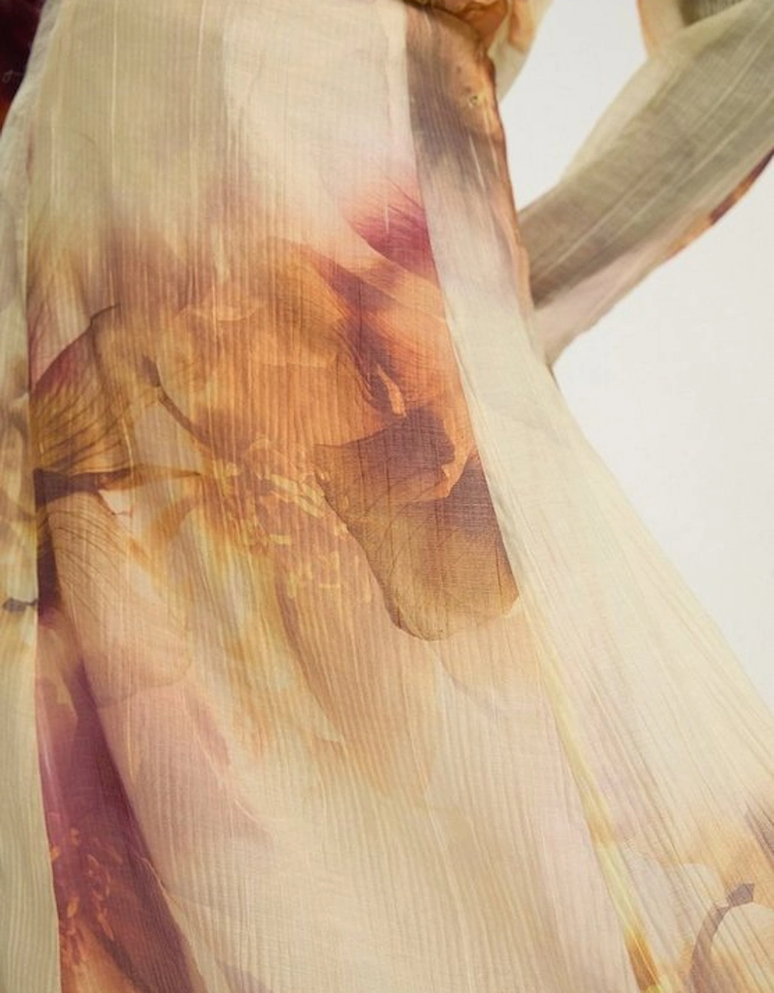 Floral Print Crinkle Georgette Woven Midi Skirt