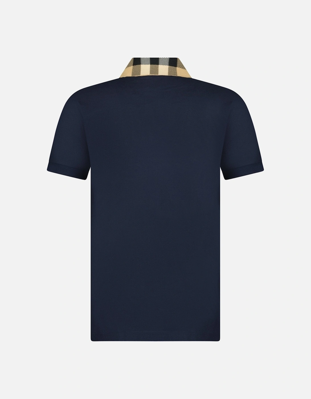 'Cody' Check Short Sleeve Polo Shirt in Smoked Navy