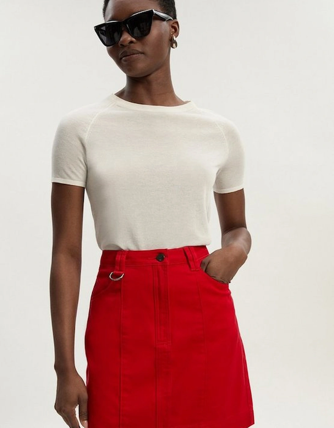 Denim Seamed Mini Skirt, 5 of 4