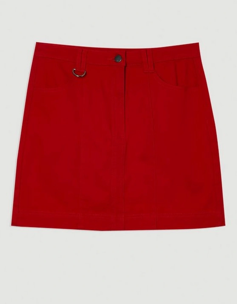 Denim Seamed Mini Skirt