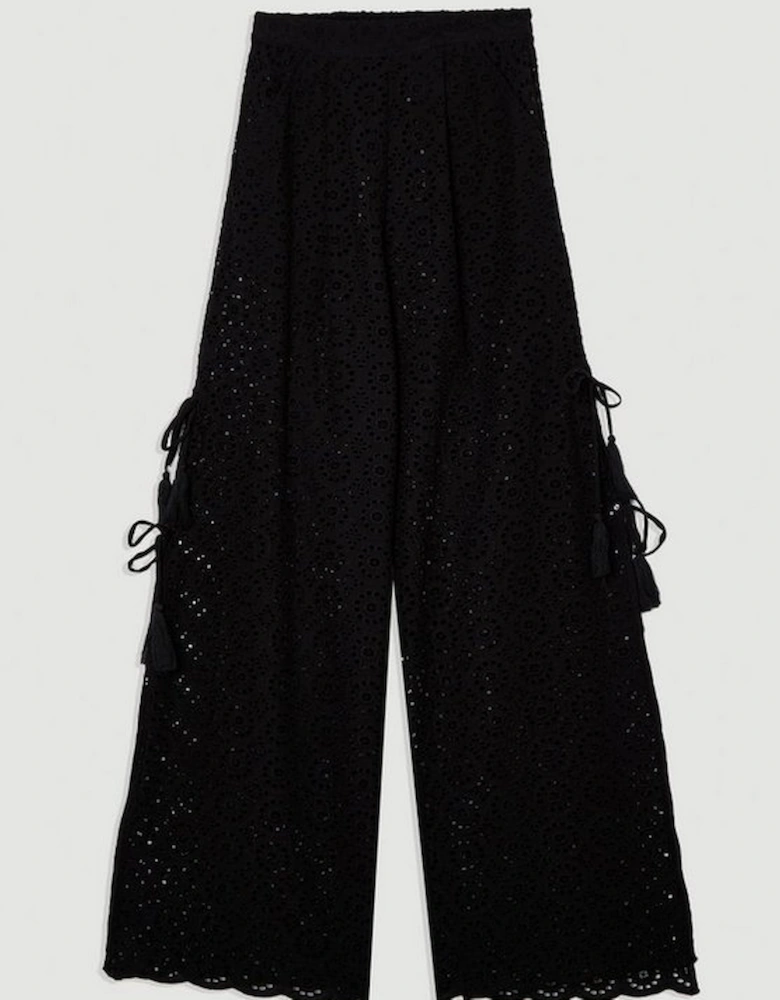 Beach Woven Broderie Split Leg Trouser