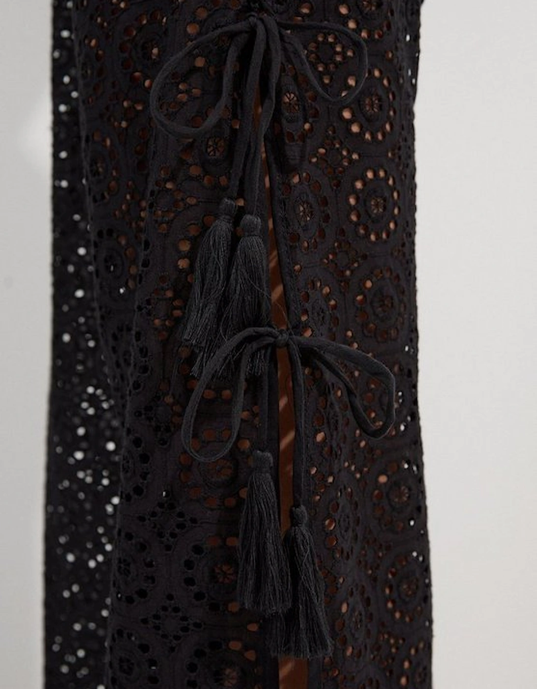 Beach Woven Broderie Split Leg Trouser