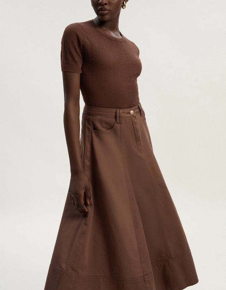 Denim 5 Pocket Midi Skirt