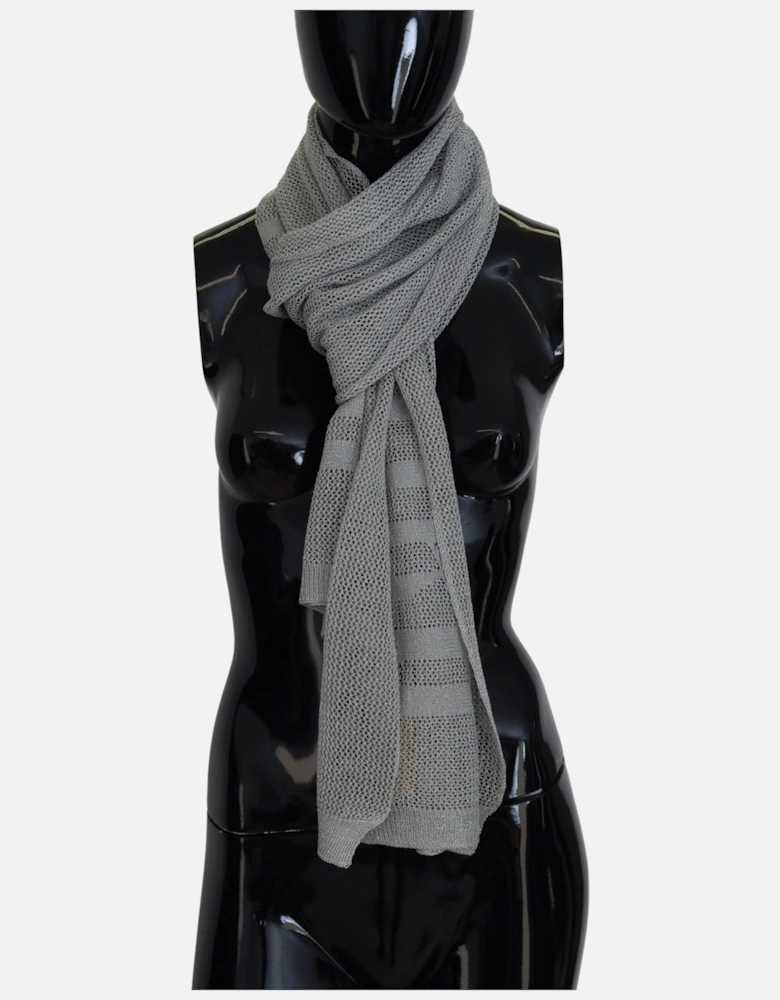 Grey Knit Mesh Scarf
