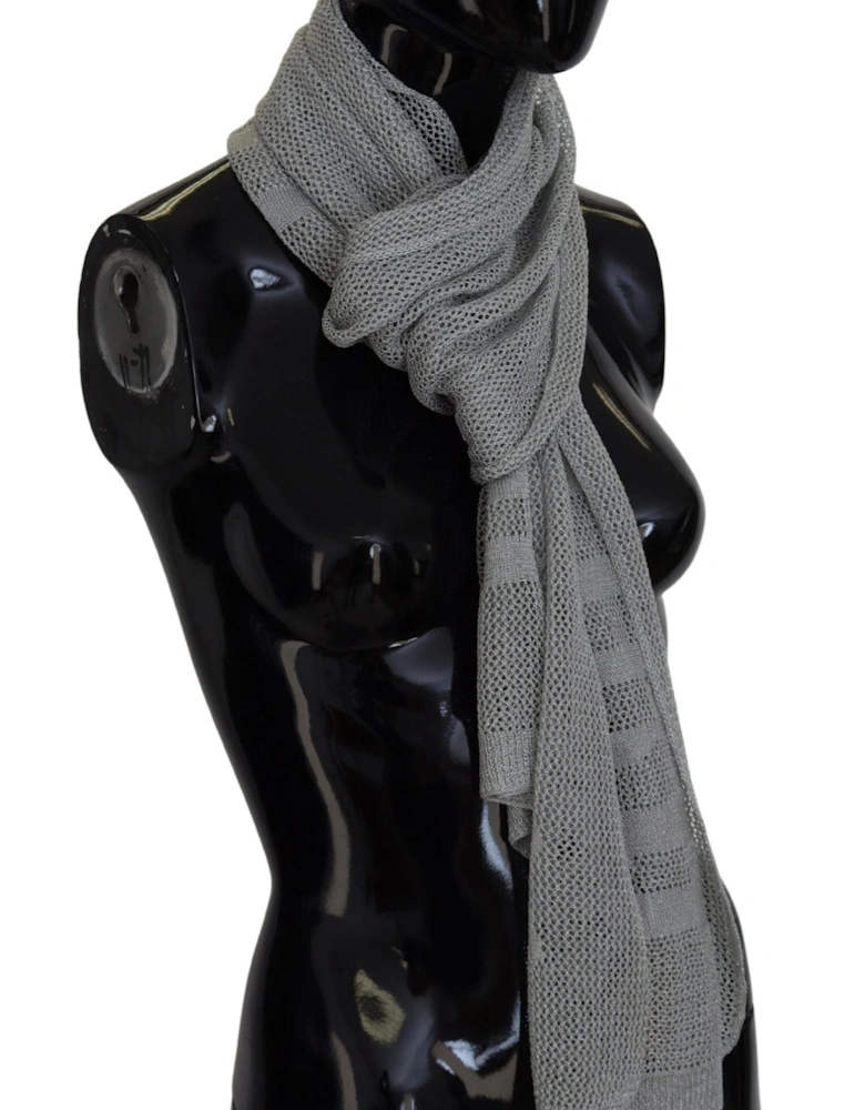 Grey Knit Mesh Scarf