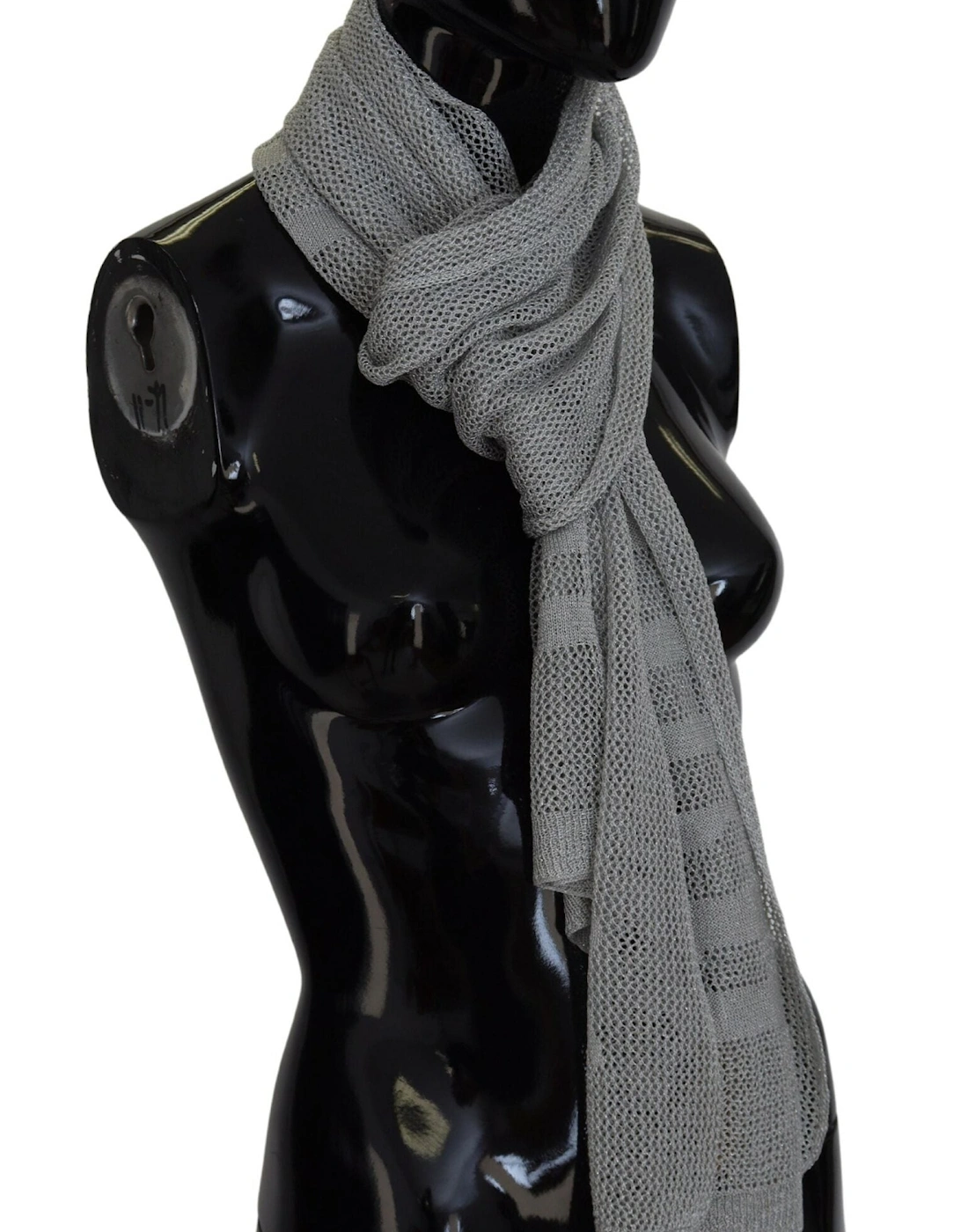 Grey Knit Mesh Scarf