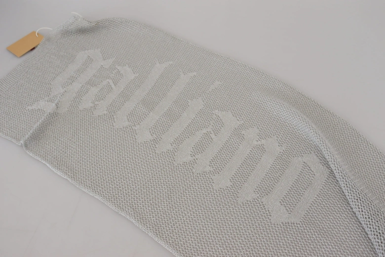 Grey Knit Mesh Scarf