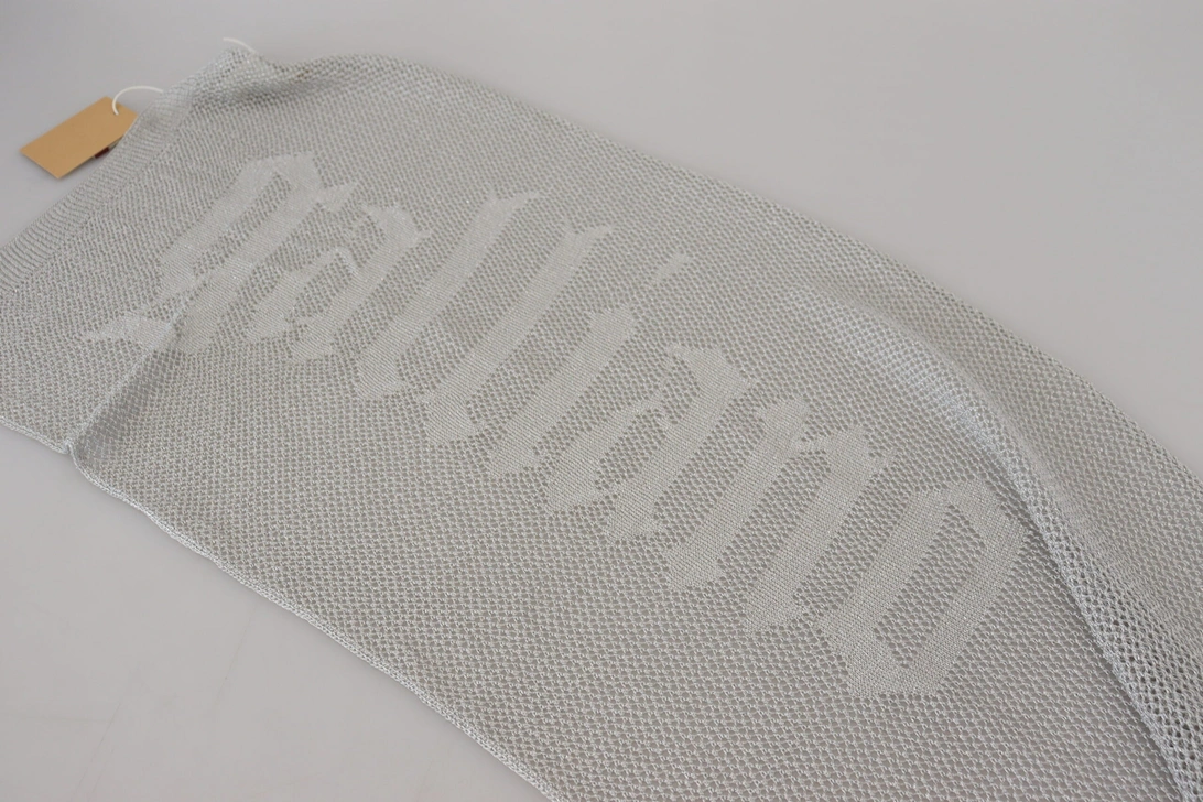 Grey Knit Mesh Scarf
