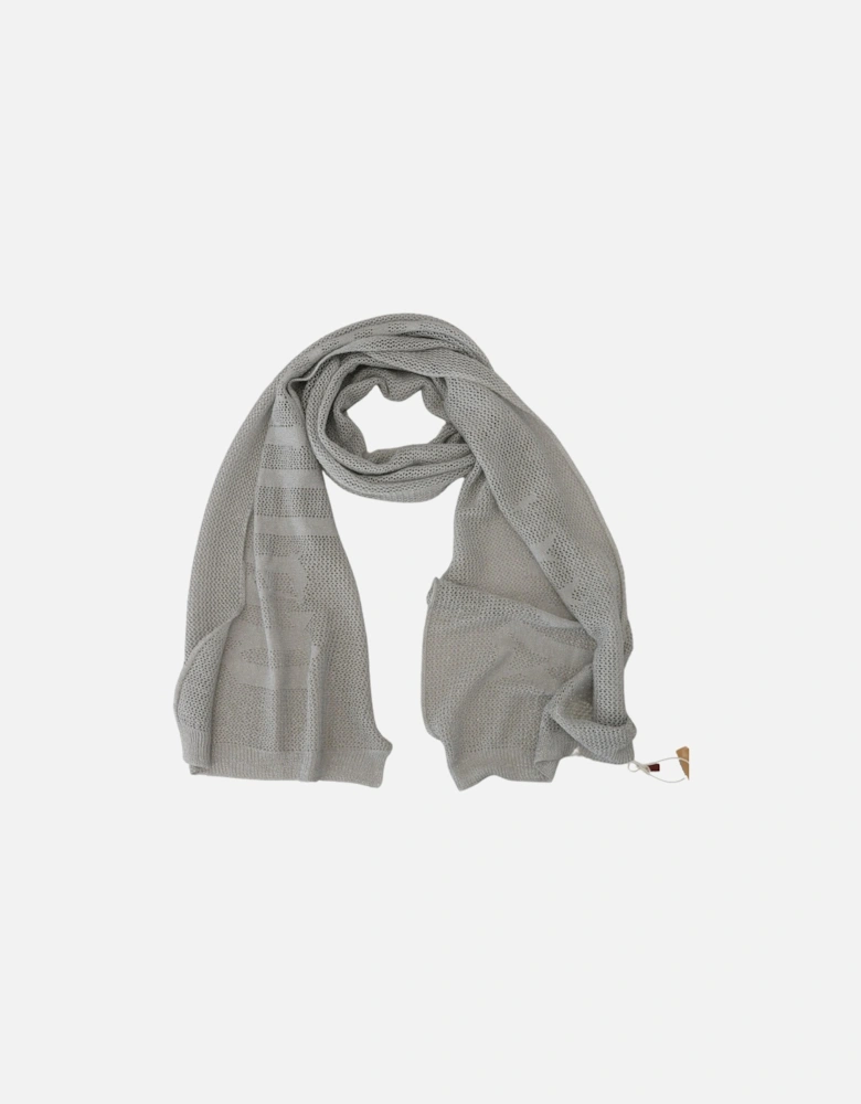 Grey Knit Mesh Scarf