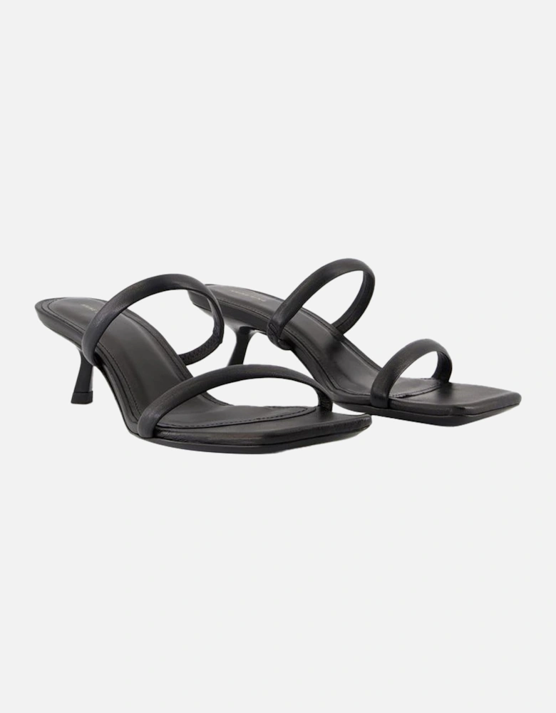 Paloma Heels Black Leather Mules