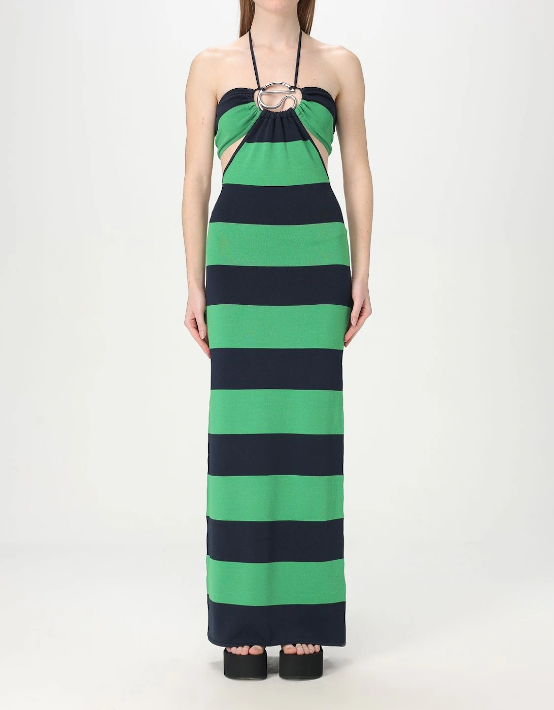 Knit Halter Maxi Dress Striped CutOut, 5 of 4