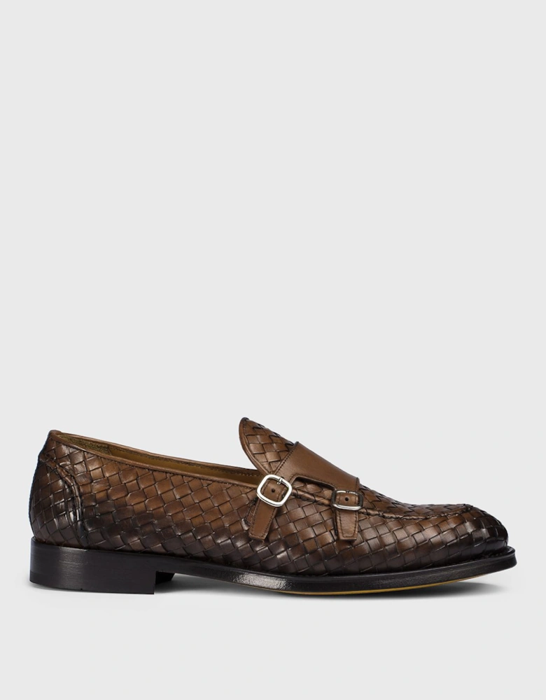 Woven Leather Monk Strap Shoes