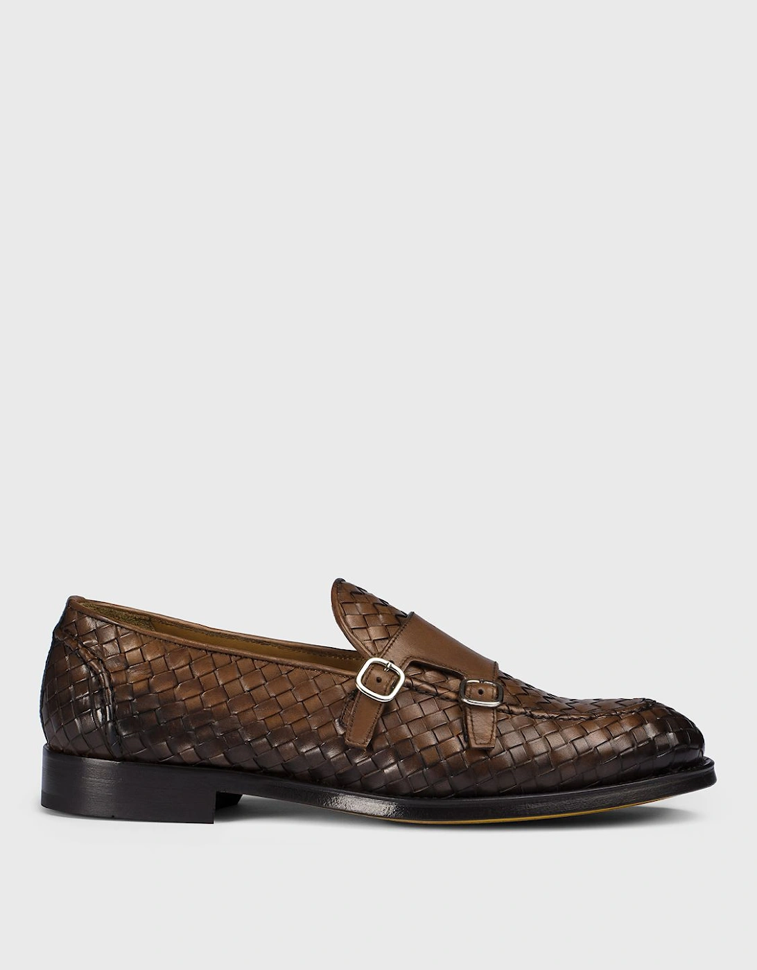 Woven Leather Monk Strap Shoes