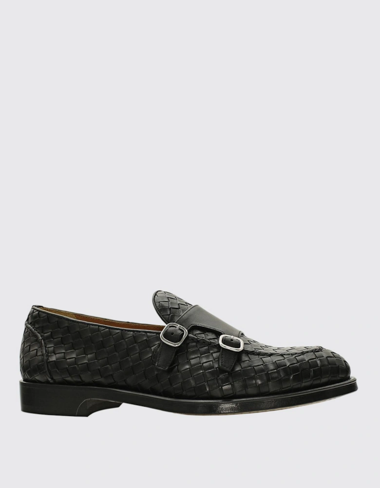 Woven Leather Monk Strap Shoes