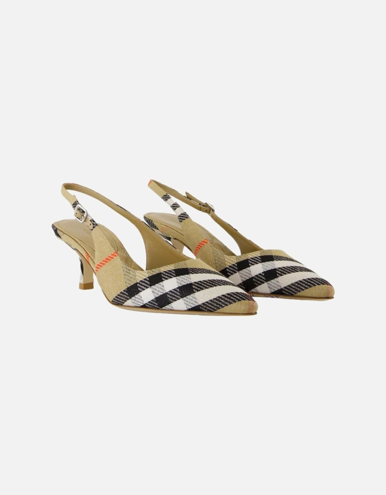Slingback Kitten Heel Plaid Pumps