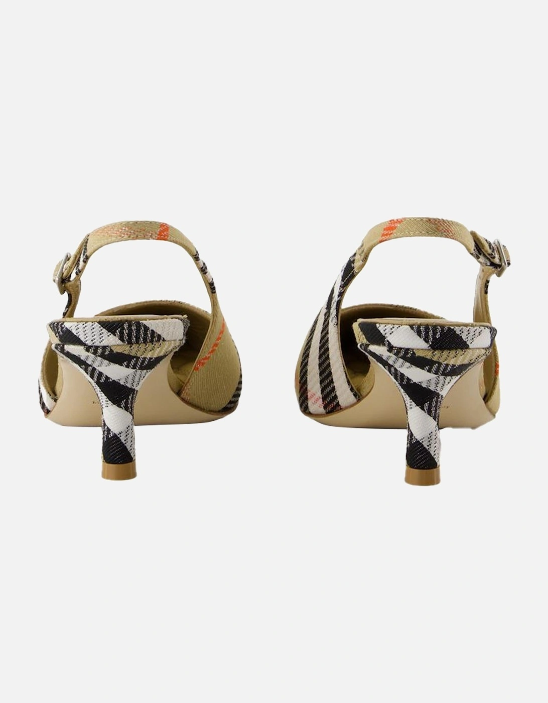 Slingback Kitten Heel Plaid Pumps