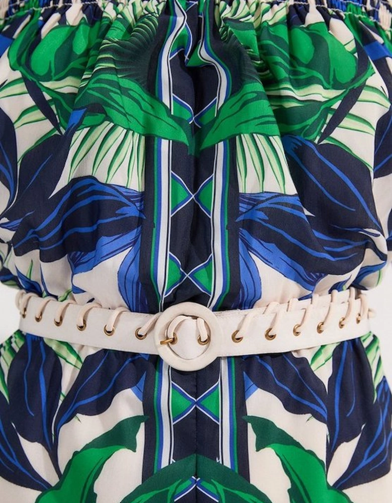 Voile Mirrored Floral Woven Bardot Playsuit