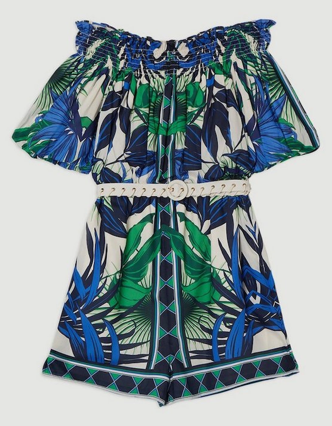 Voile Mirrored Floral Woven Bardot Playsuit