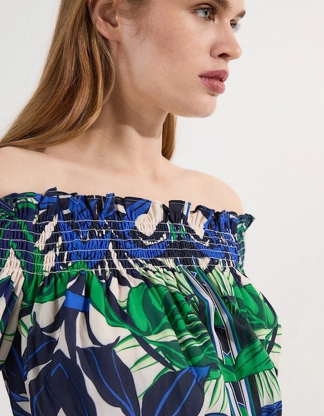 Voile Mirrored Floral Woven Bardot Playsuit
