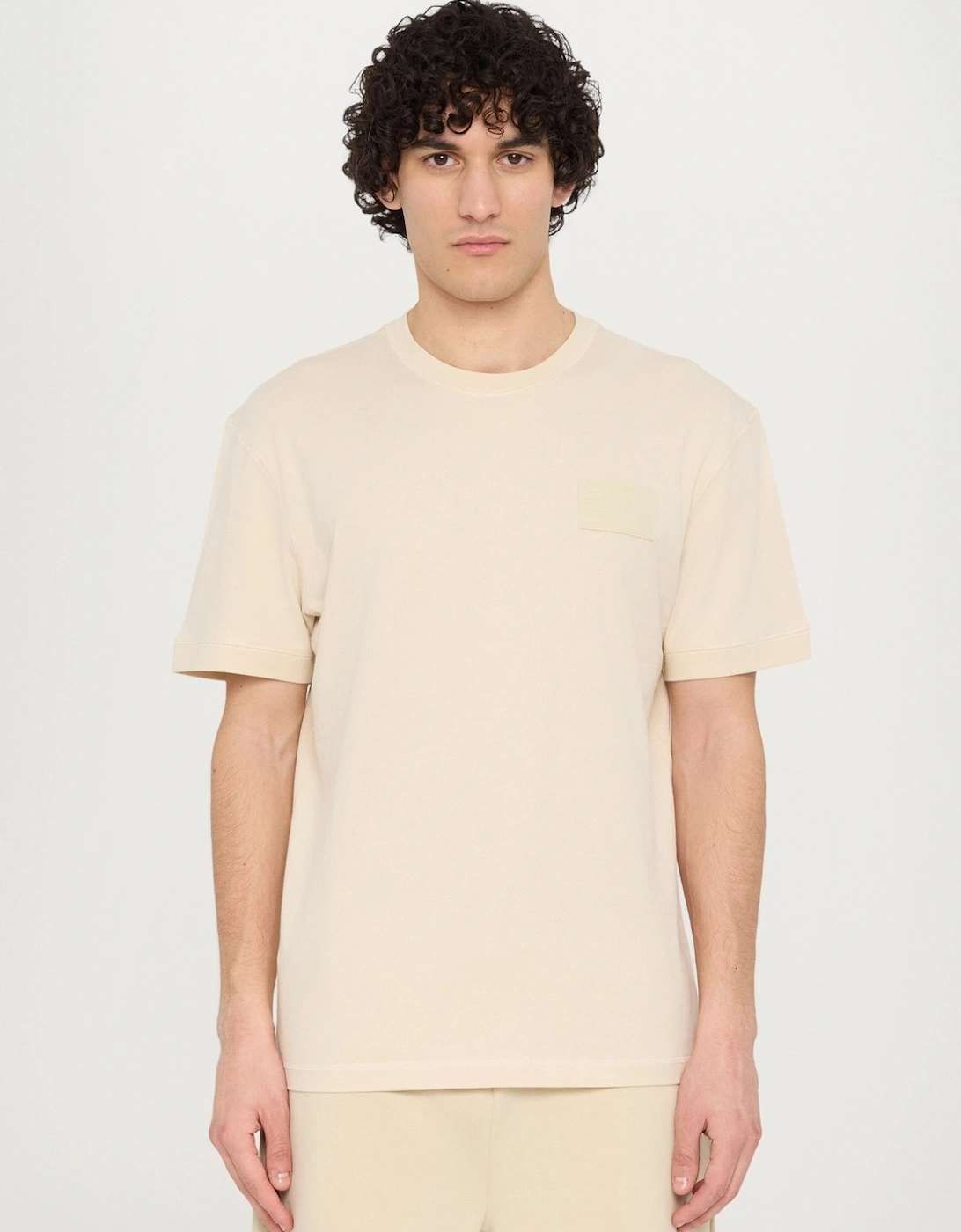 EA7 Men's Box Logo T-Shirt - Almond Milk - Tan - Size: 40