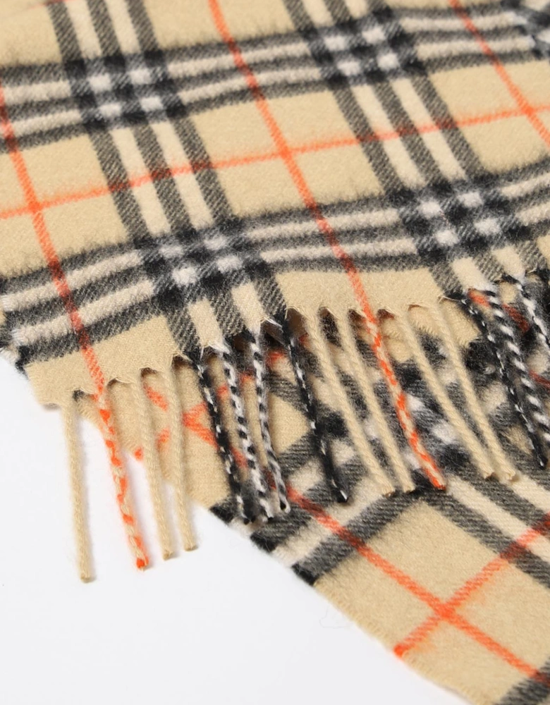 Plaid Wool Scarf with Fringe