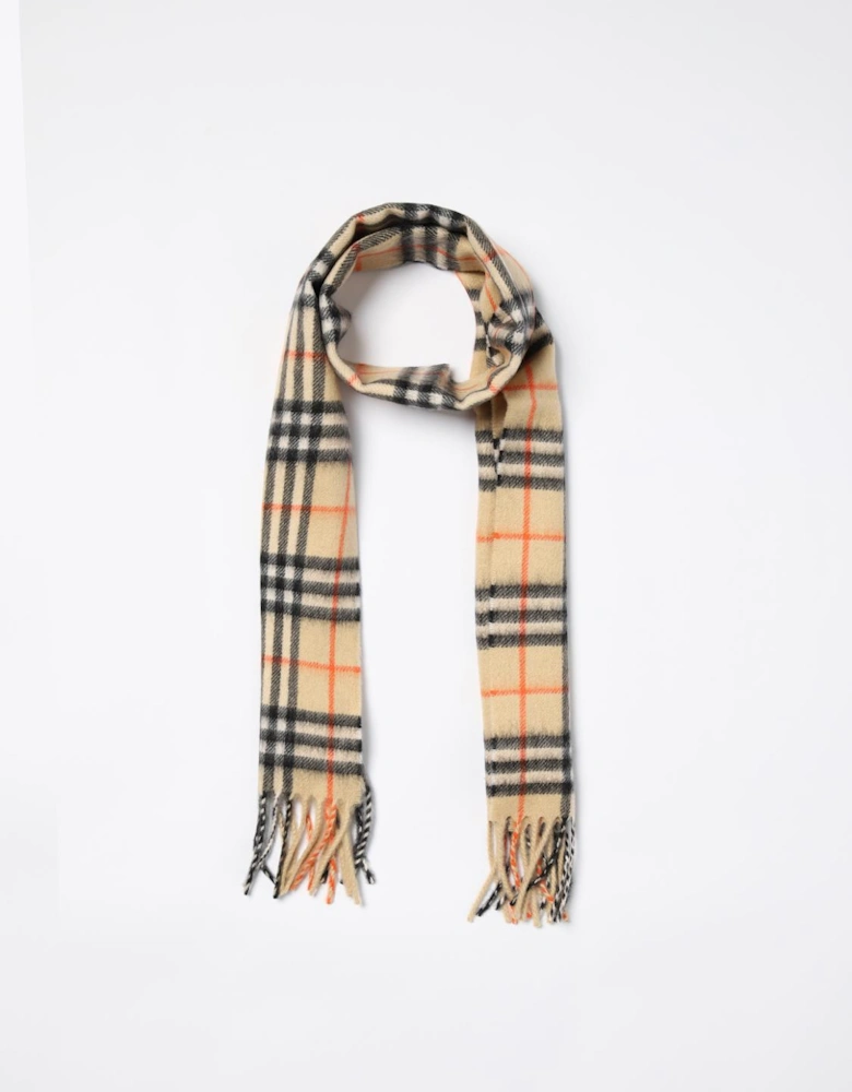 Plaid Wool Scarf with Fringe