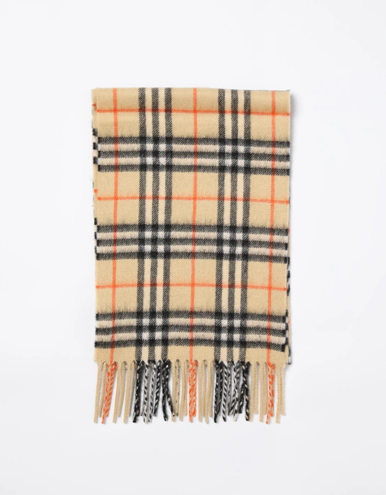 Plaid Wool Scarf with Fringe