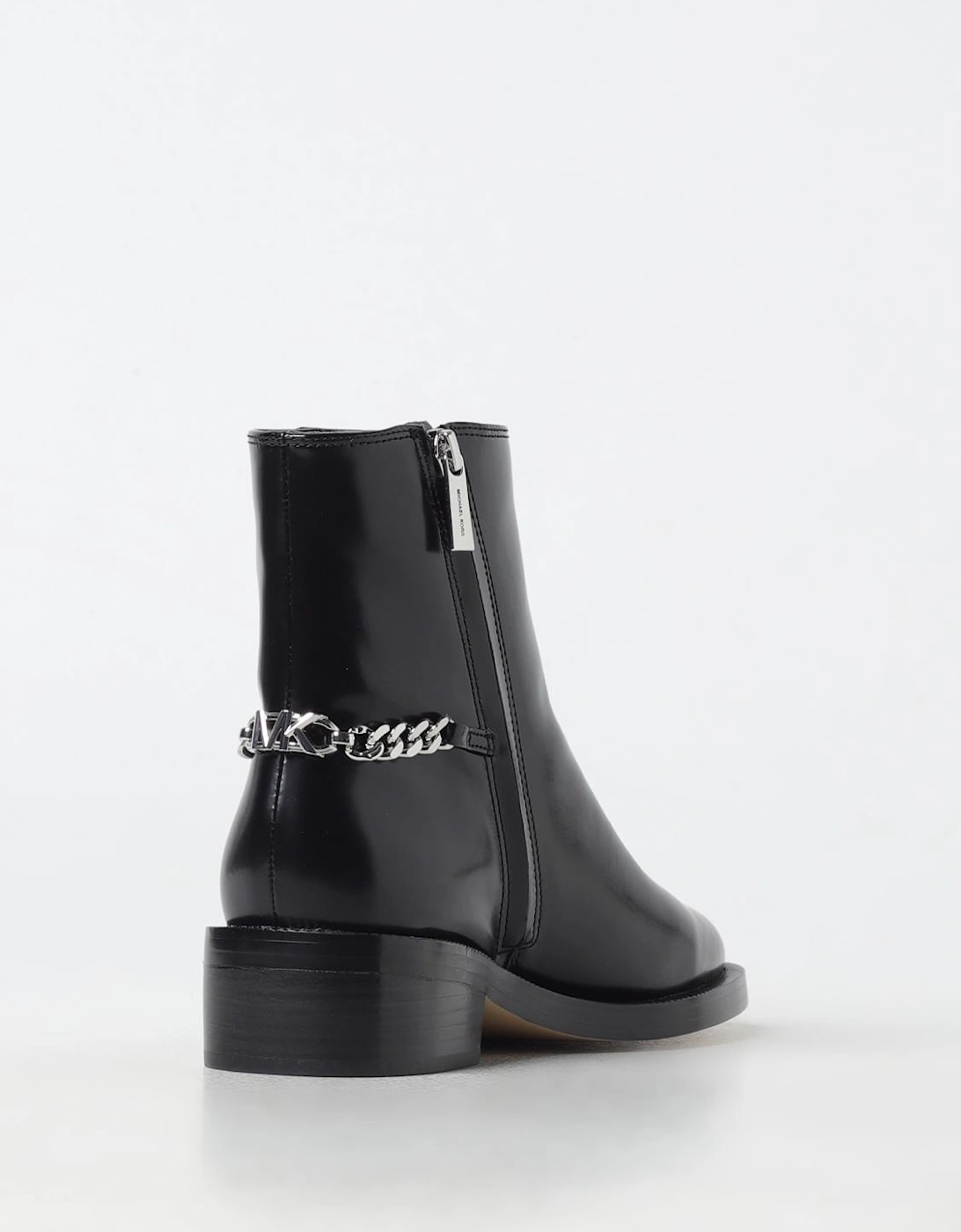Chain Detail Leather Ankle Boots