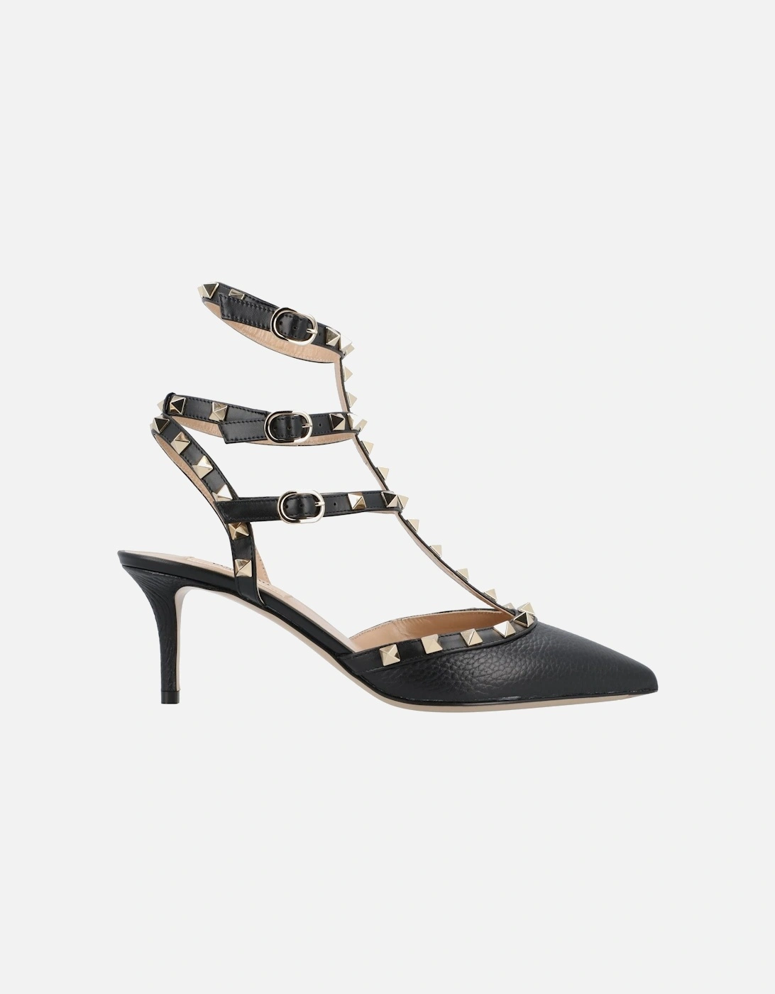 Elegant Pointed Toe Court Shoes with Studded Straps and High Heel