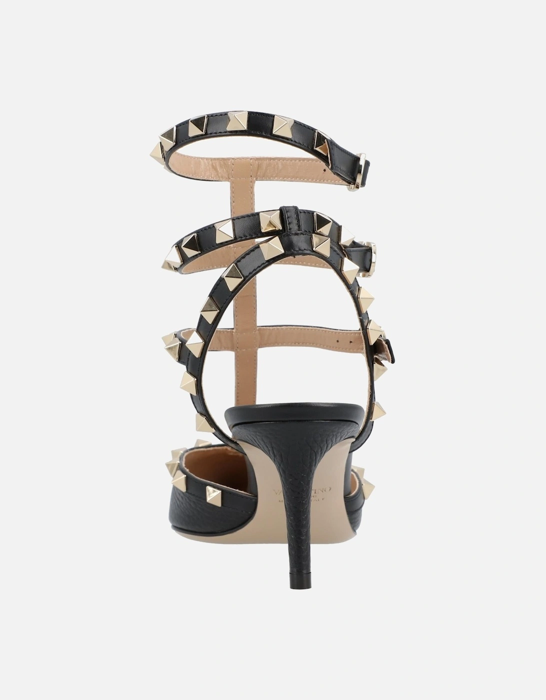 Elegant Pointed Toe Court Shoes with Studded Straps and High Heel