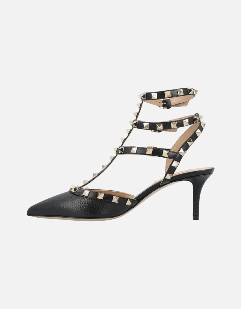 Elegant Pointed Toe Court Shoes with Studded Straps and High Heel