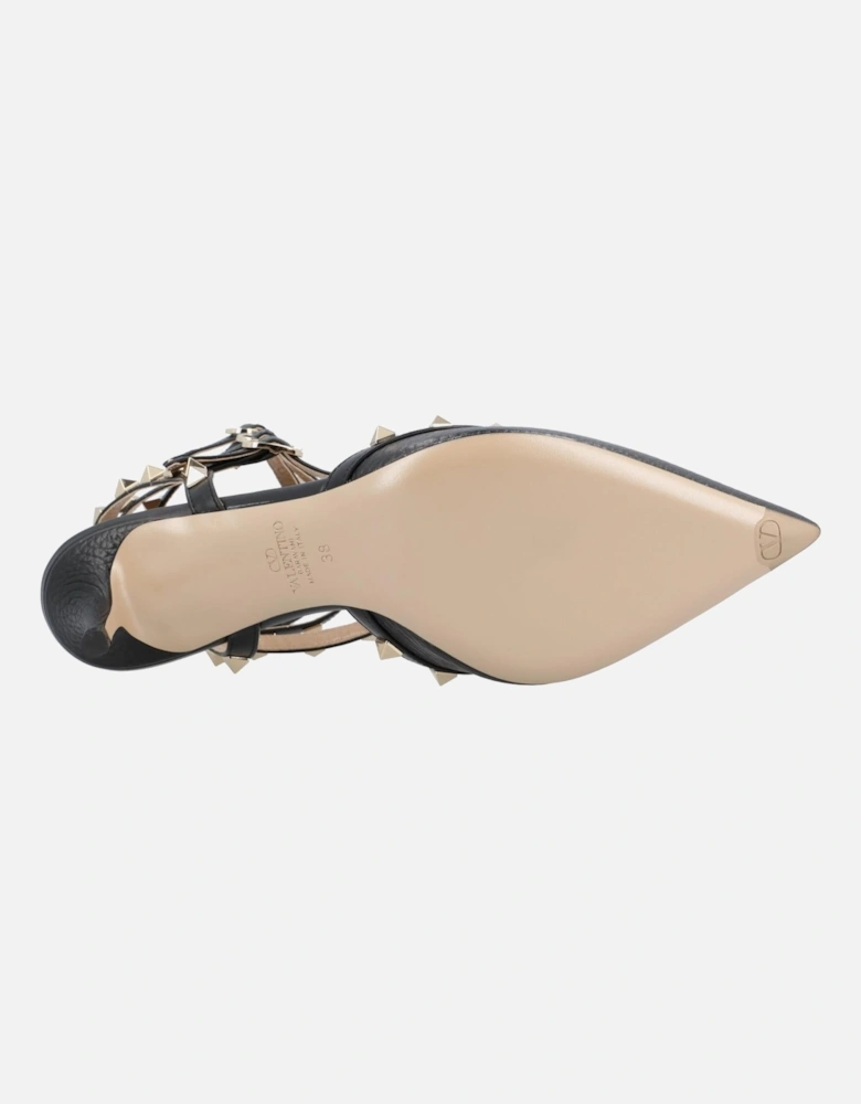 Elegant Pointed Toe Court Shoes with Studded Straps and High Heel