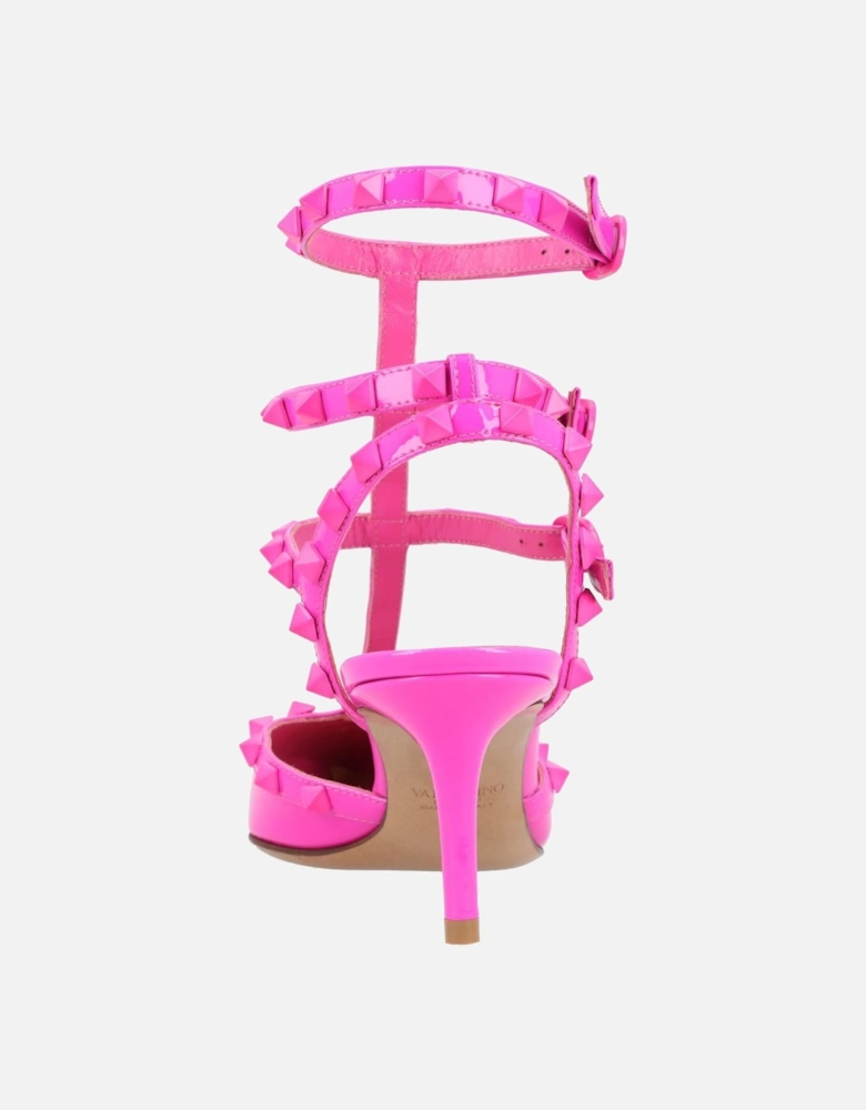 Pointed Toe Heel with Ankle Strap Fastening and Studded Accents