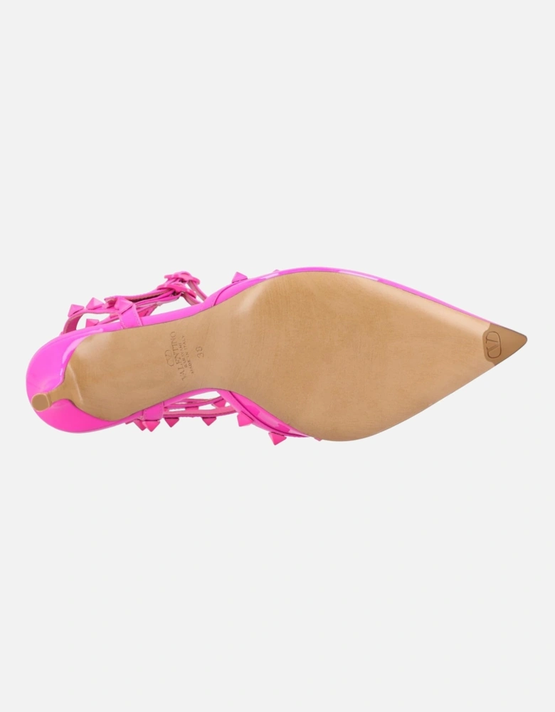 Pointed Toe Heel with Ankle Strap Fastening and Studded Accents