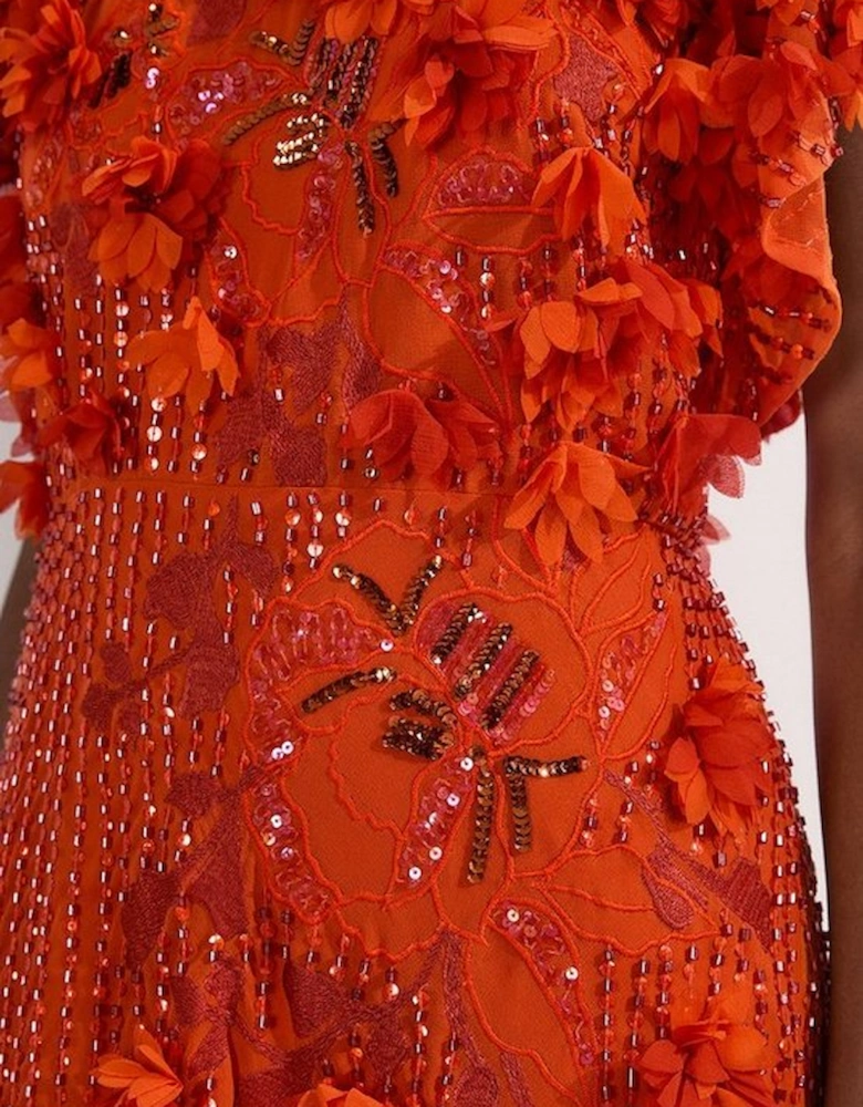 Tall Embroidery And Applique Angel Sleeve Woven Maxi Dress