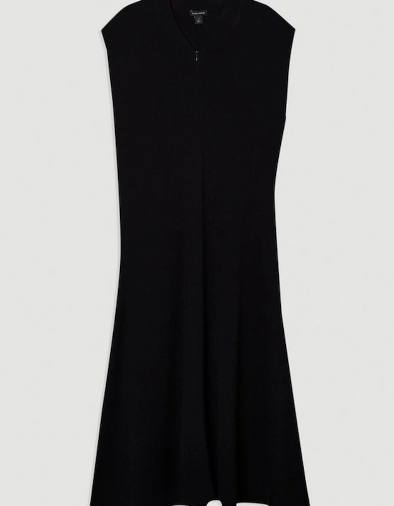 Plus Size Viscose Blend Zip Front Sleeveless Knitted Midi Dress