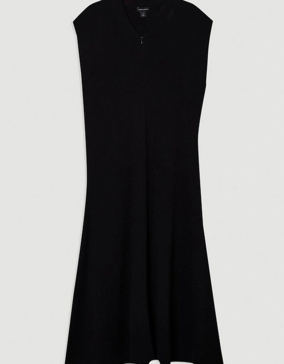 Plus Size Viscose Blend Zip Front Sleeveless Knitted Midi Dress