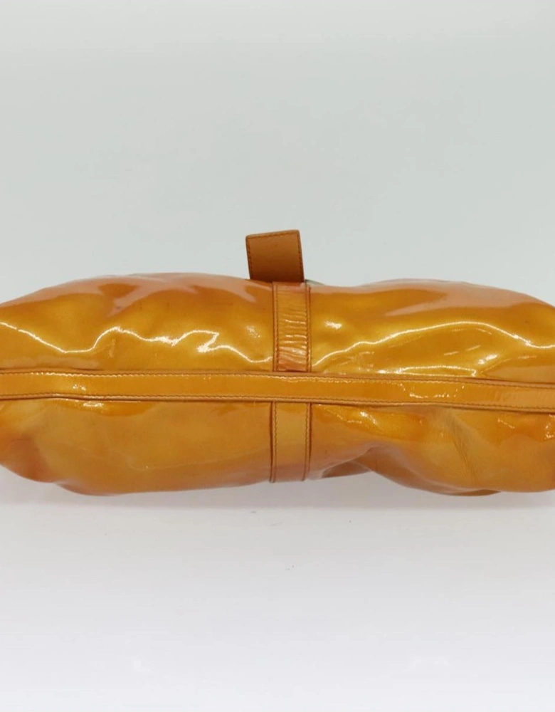 Patent Leather Clutch with Circular Logo