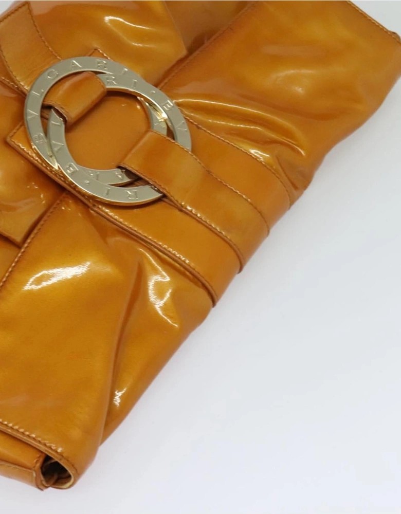 Patent Leather Clutch with Circular Logo