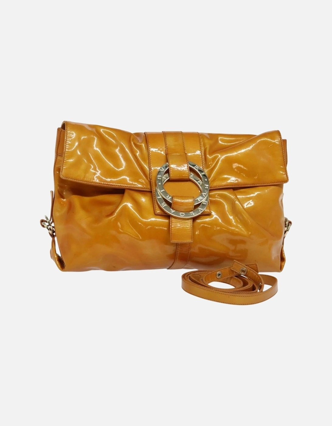 Patent Leather Clutch with Circular Logo, 11 of 10