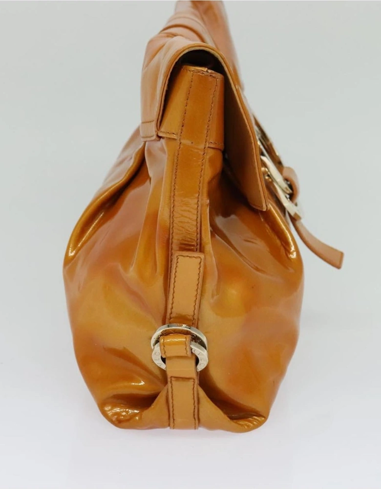 Patent Leather Clutch with Circular Logo