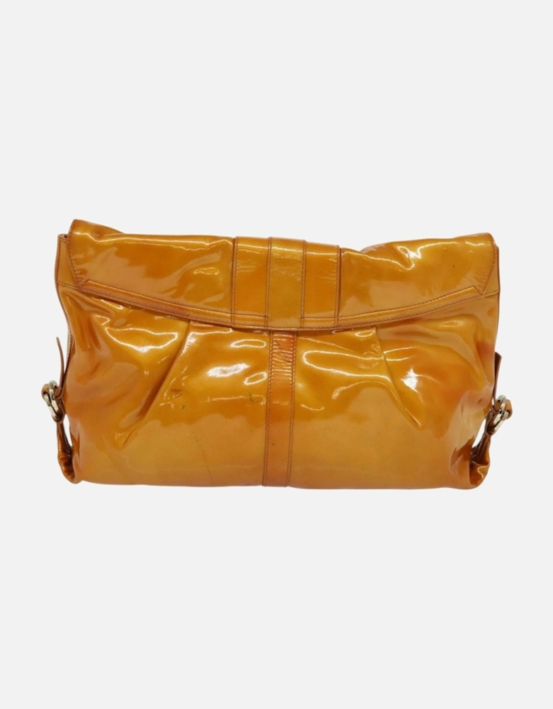 Patent Leather Clutch with Circular Logo