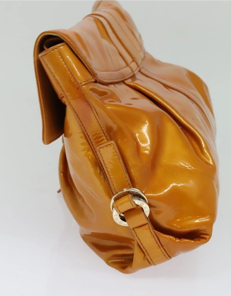 Patent Leather Clutch with Circular Logo