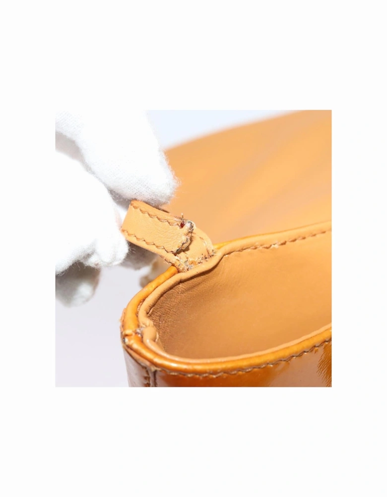 Patent Leather Clutch with Circular Logo