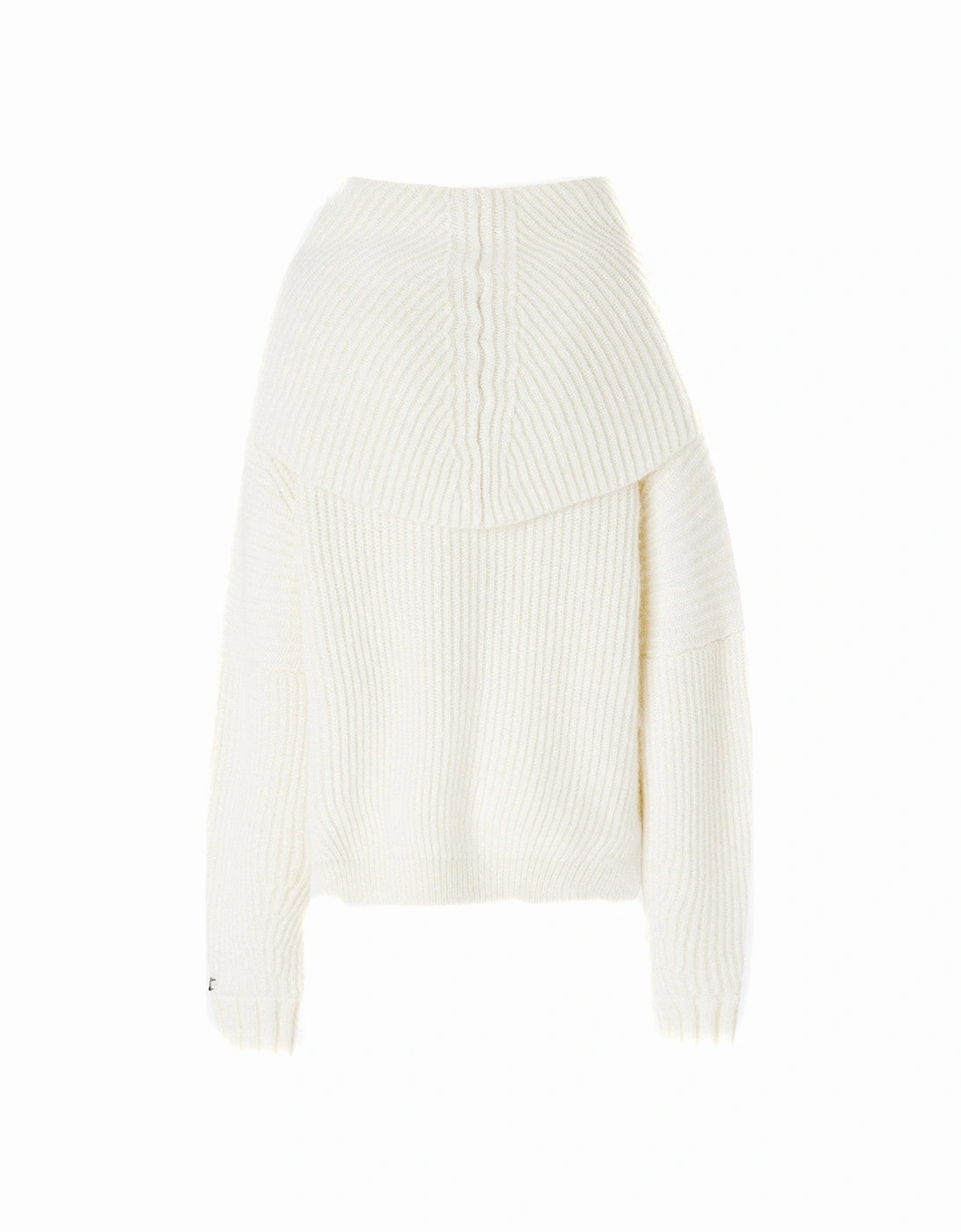 Cropped Ribbed Knit Boat Neck Sweater