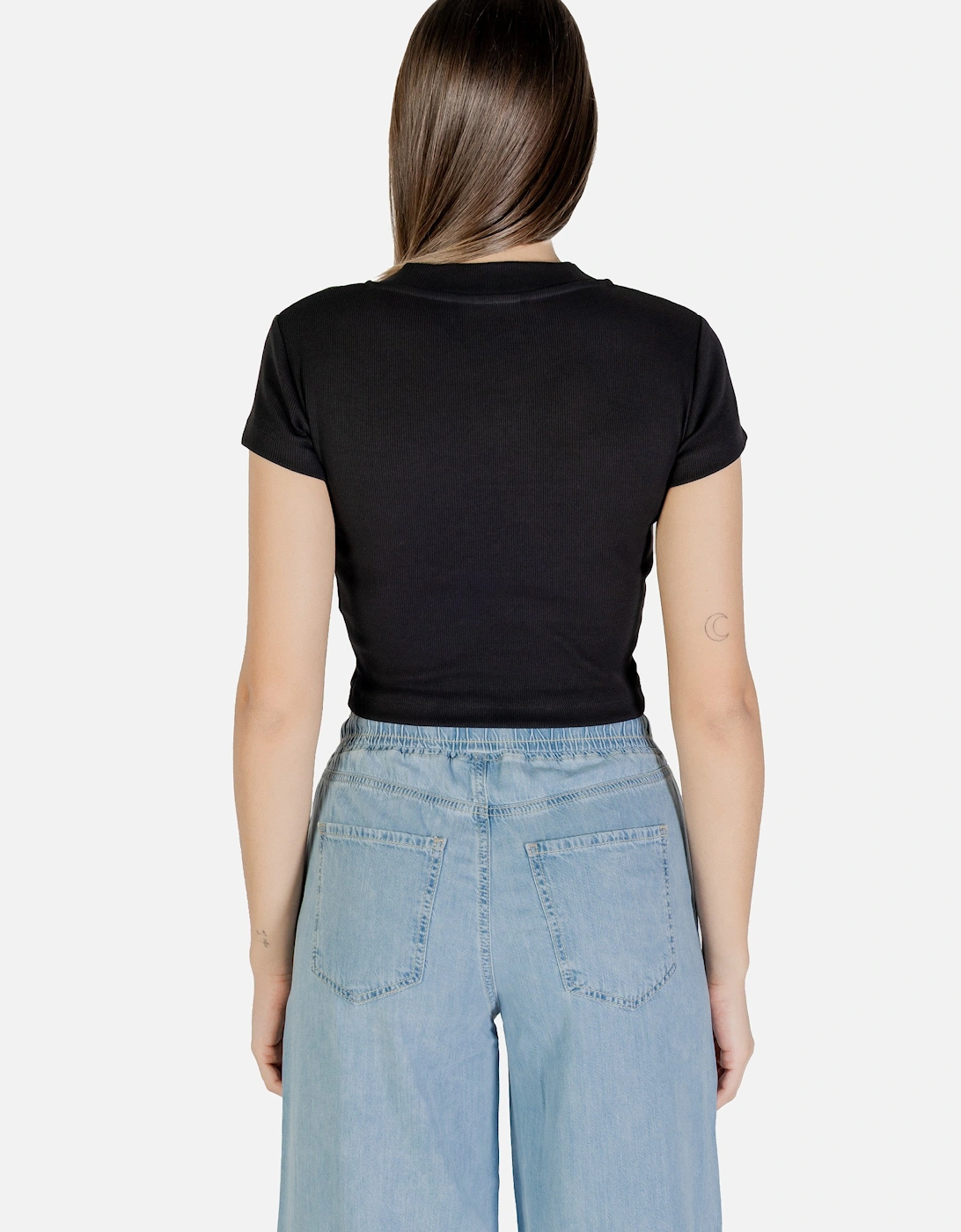 Cropped Ribbed ShortSleeve Top
