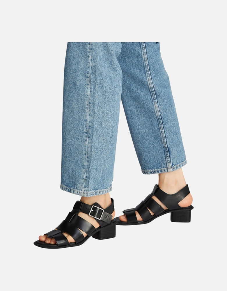 Leather Block Heel Sandals