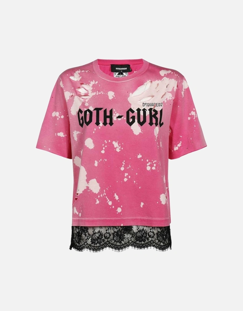 Gothic TShirt Distressed Lace Trim