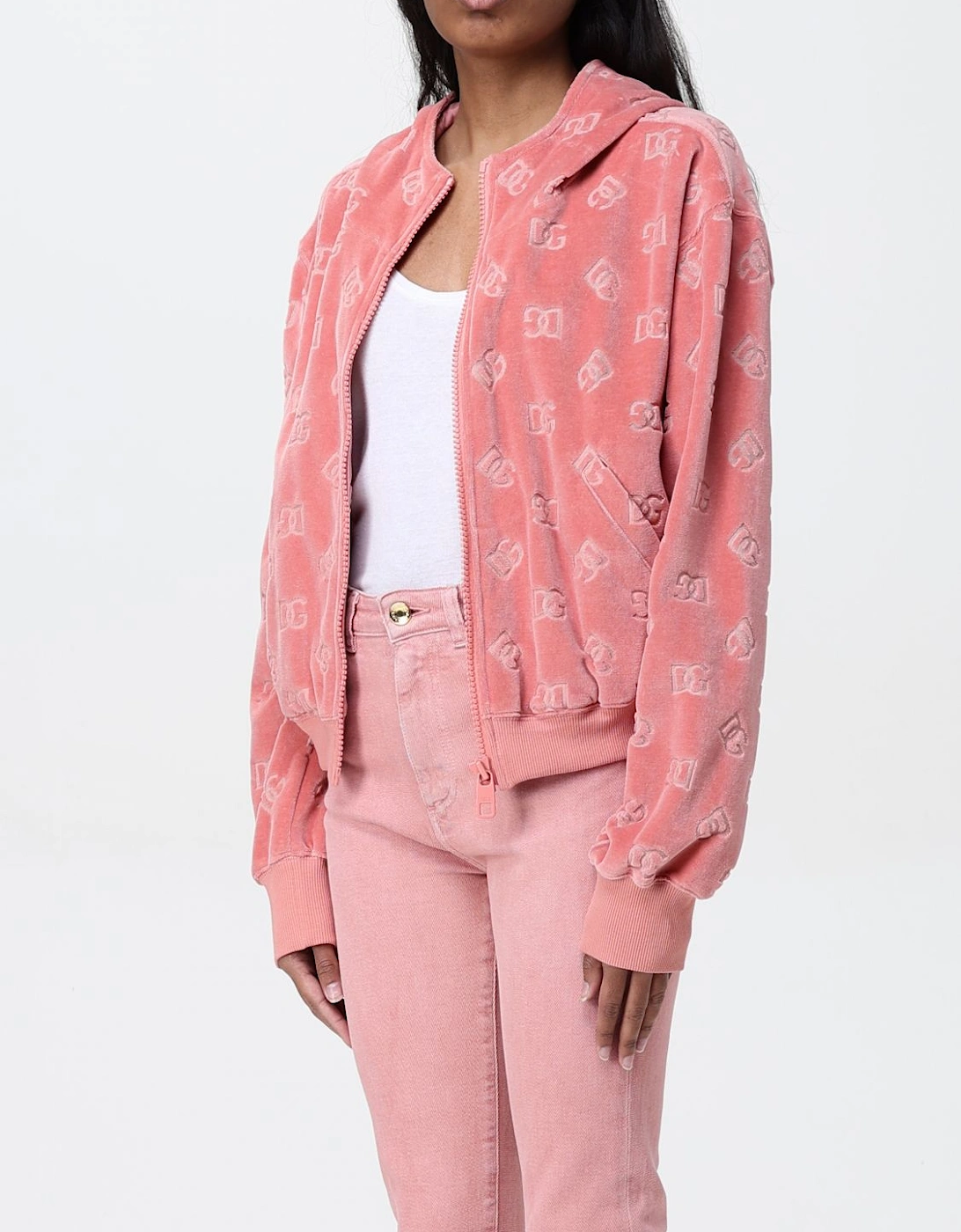 Dolce  Gabbana Logo Velour Hoodie