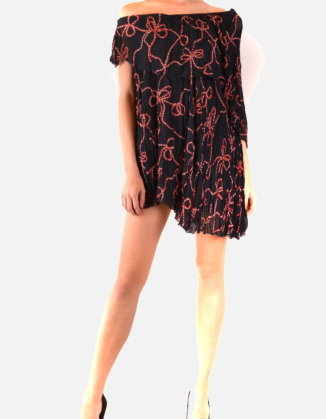 Pleated OneShoulder Dress Rope Print